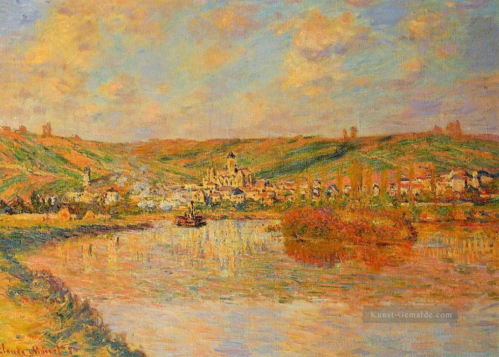 späten Nachmittag in Vetheuil Claude Monet Landschaft Strom Ölgemälde